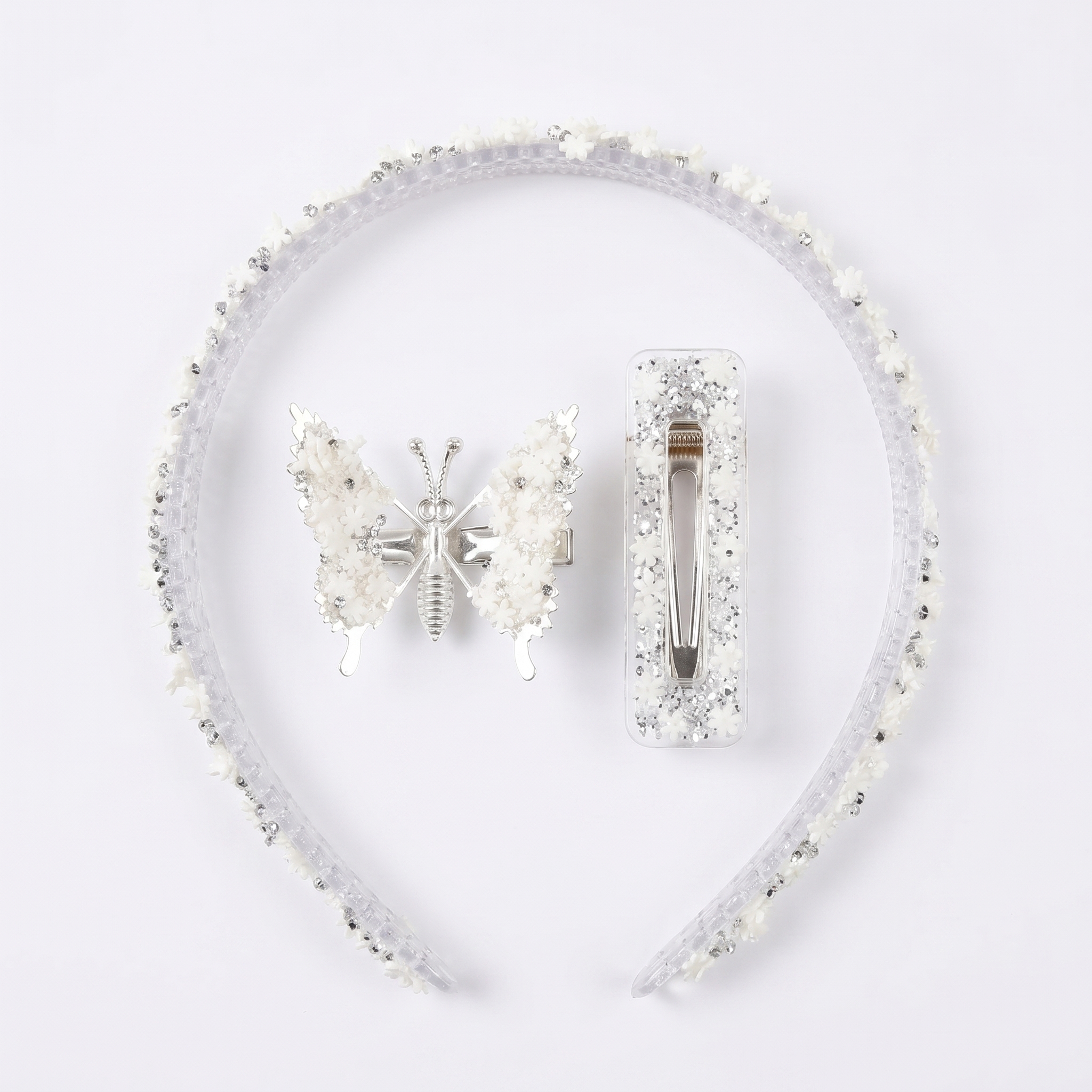Artisan Butterfly Dreams Hair Set (Silver White)