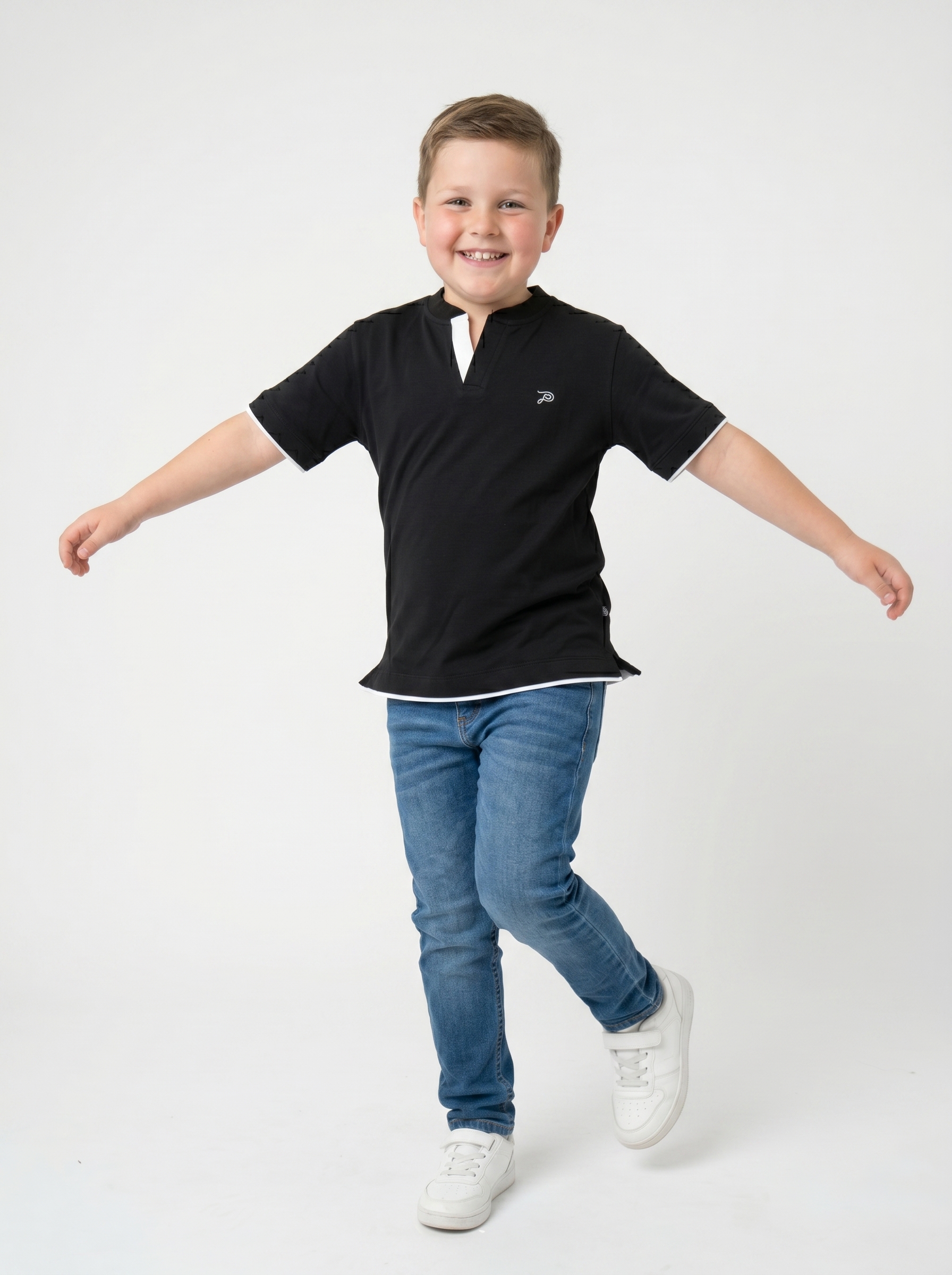 Artisan Black Cotton Henley (Boys)