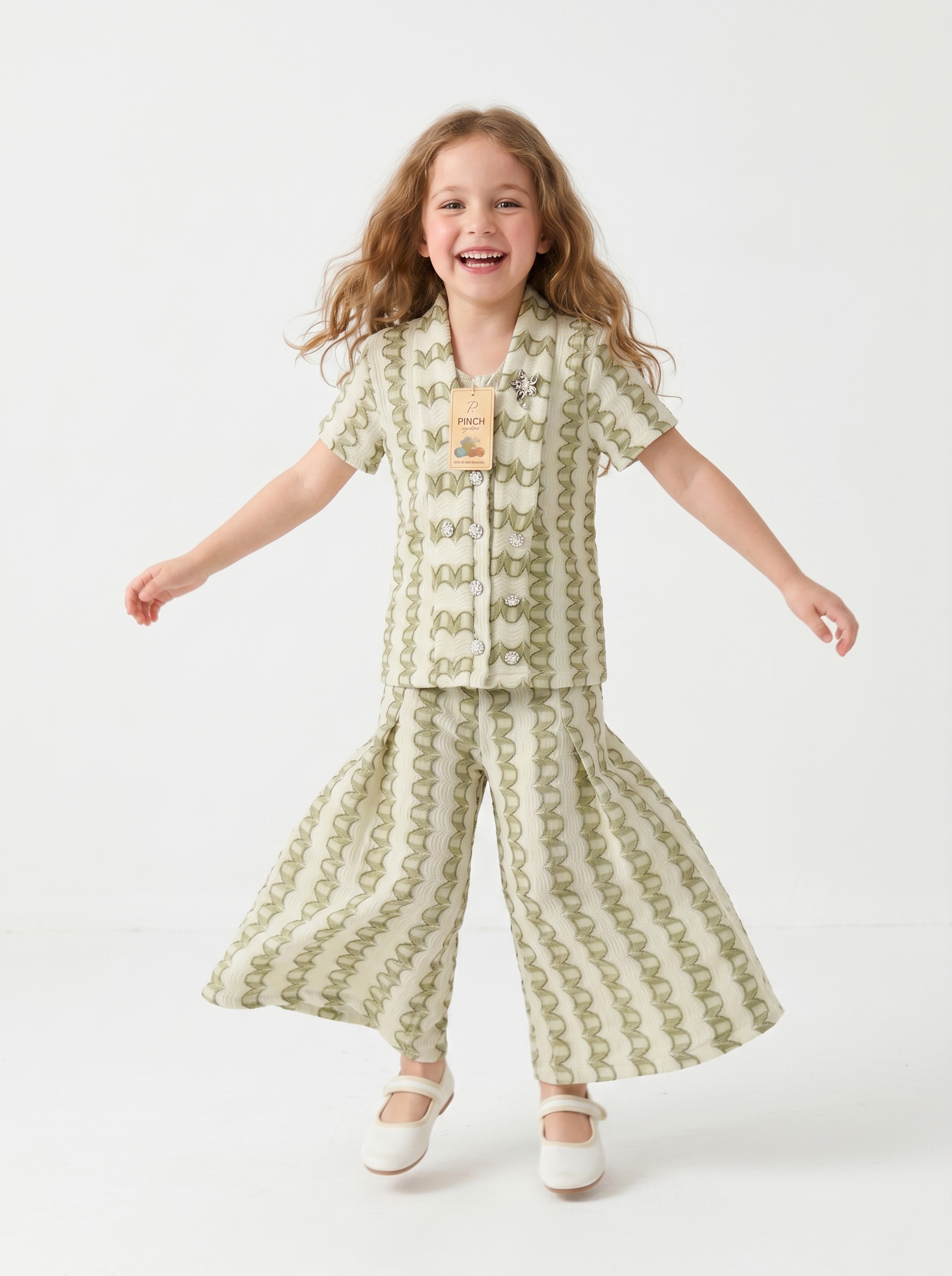 Artisan Sage Striped 3-Piece Occasion Set (Girls)