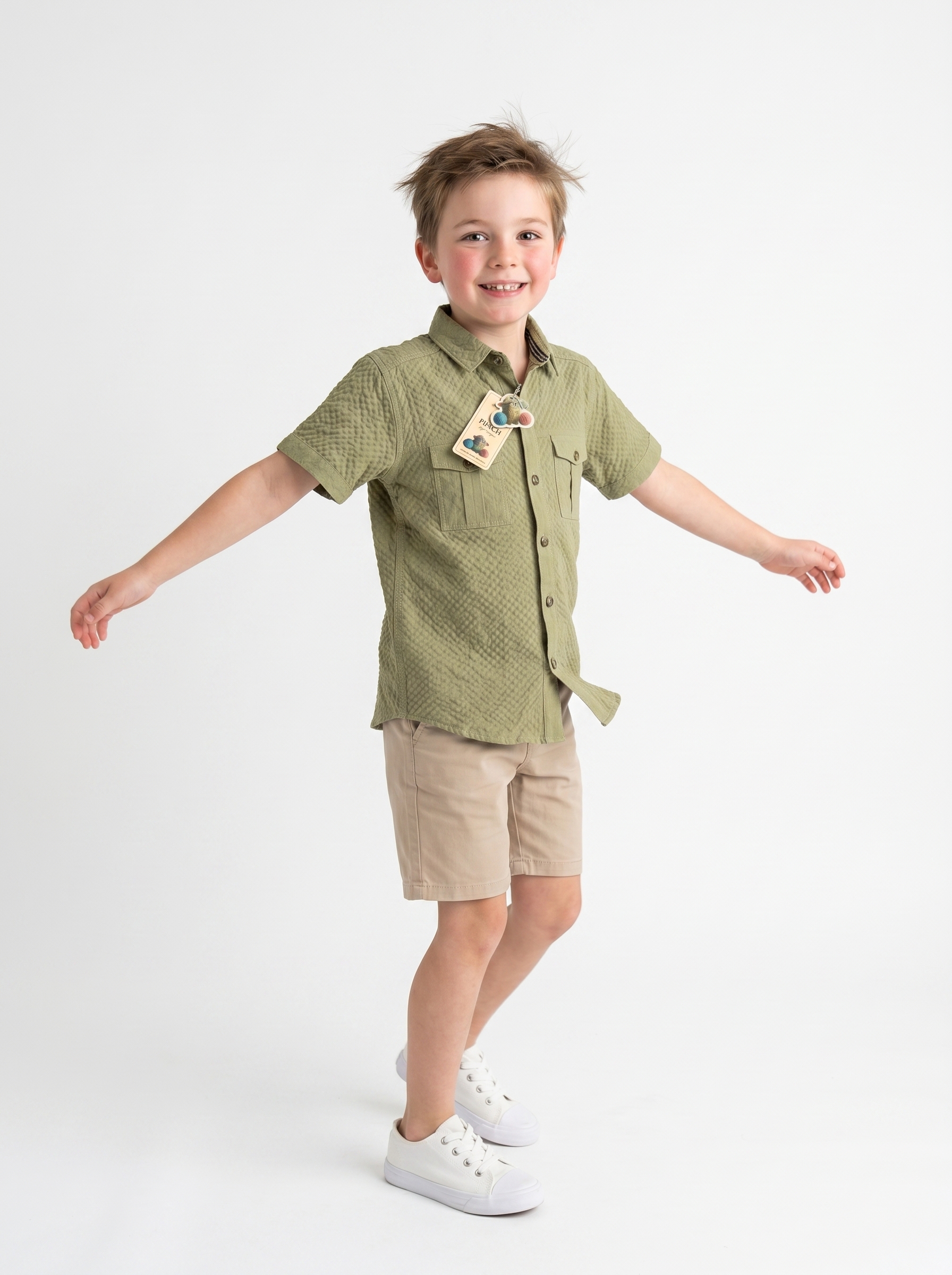 Artisan Olive Cargo Button-Down Shirt (Boys)