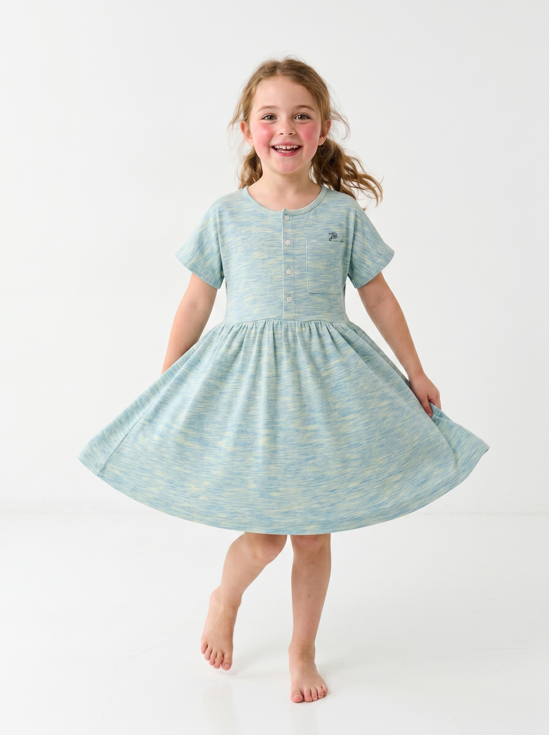 Artisan Aqua Textured Twirl Frock (Girls)