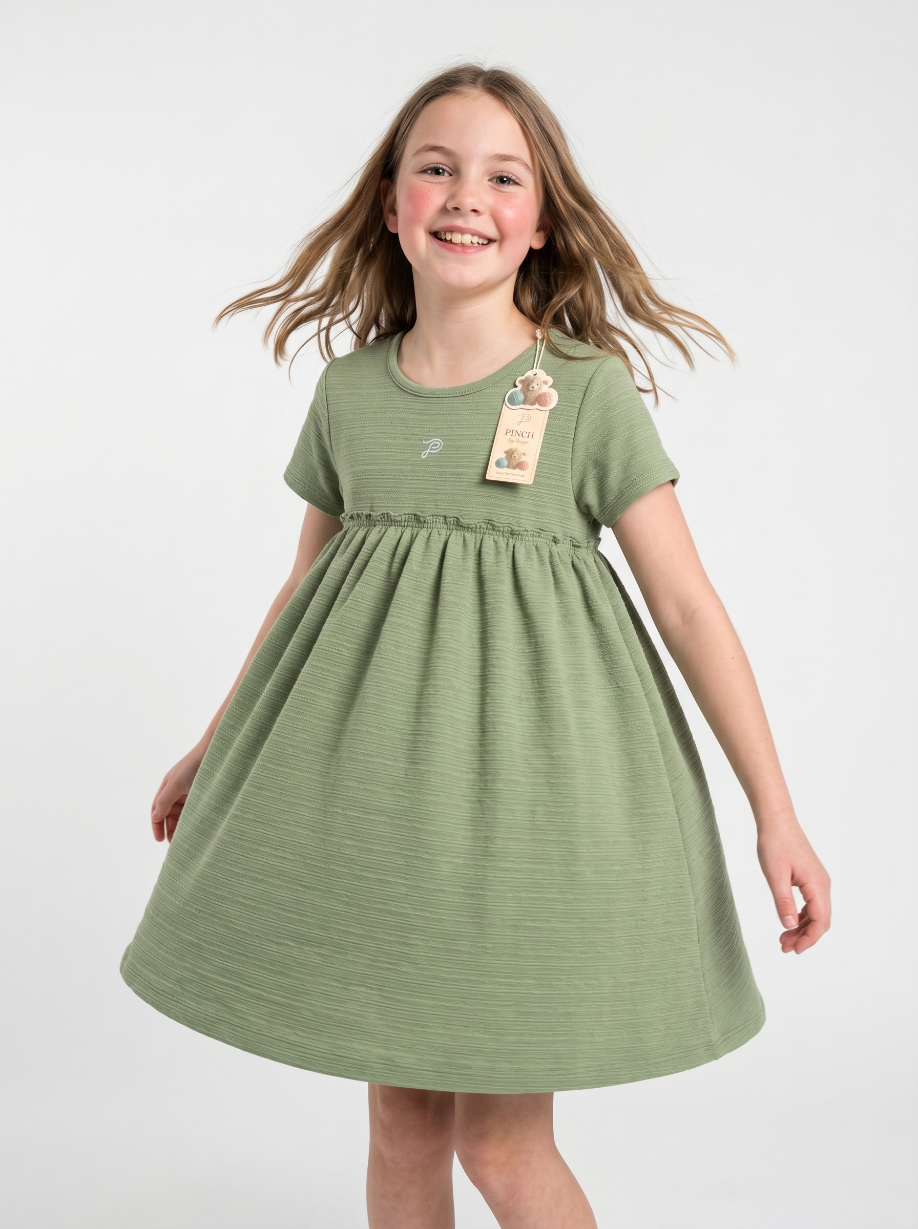 Artisan Olive Textured Twirl Frock (Girls)