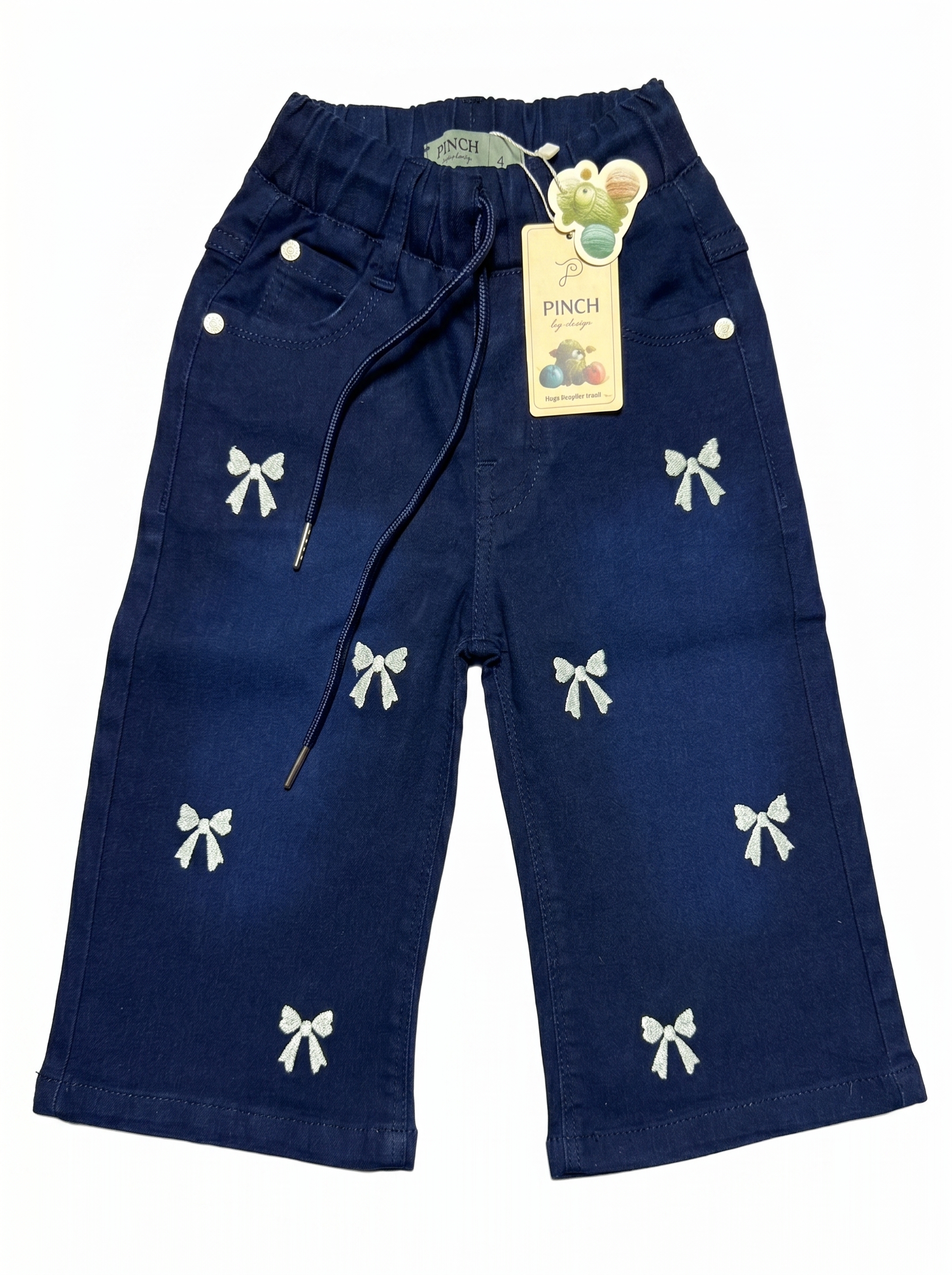 Butterfly Bloom Embroidered Denim Pants (Girls)