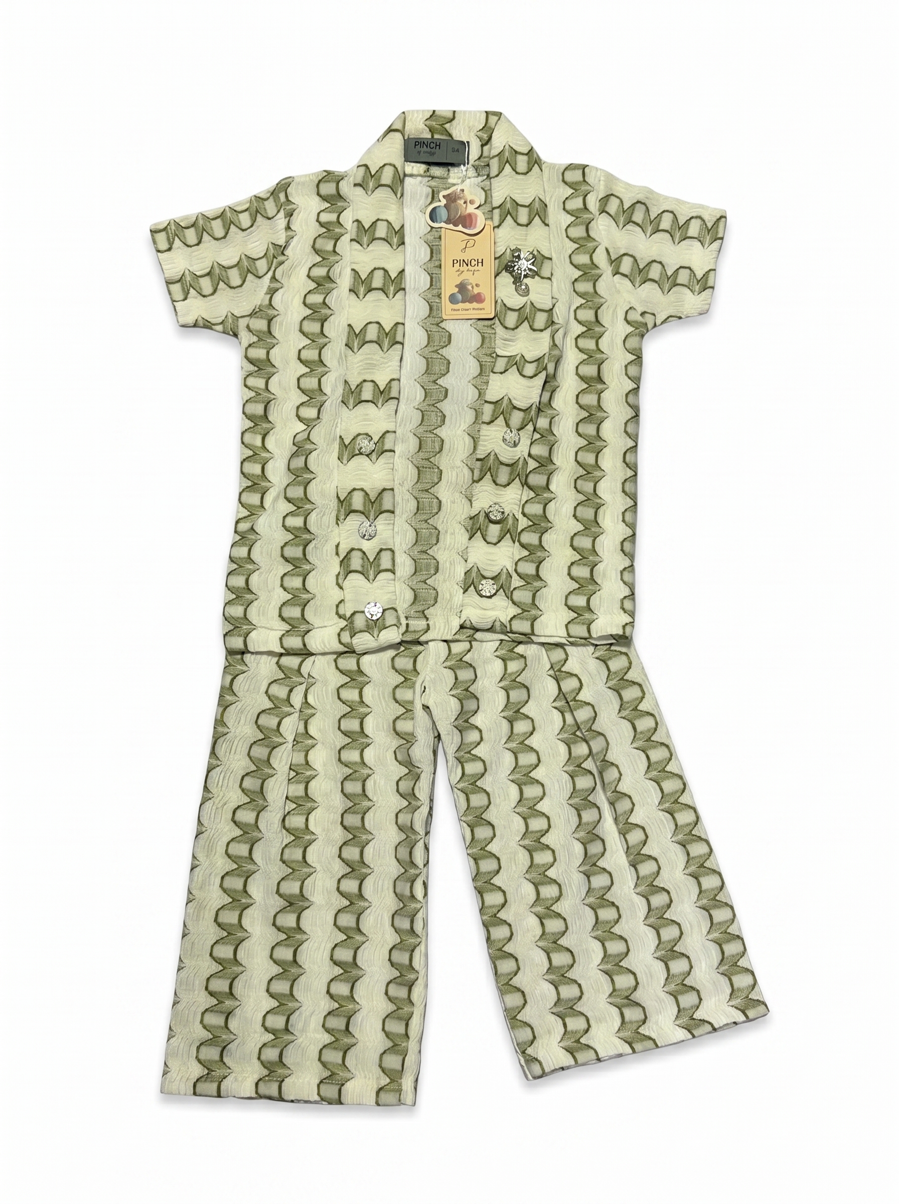 Artisan Sage Striped 3-Piece Occasion Set (Girls)