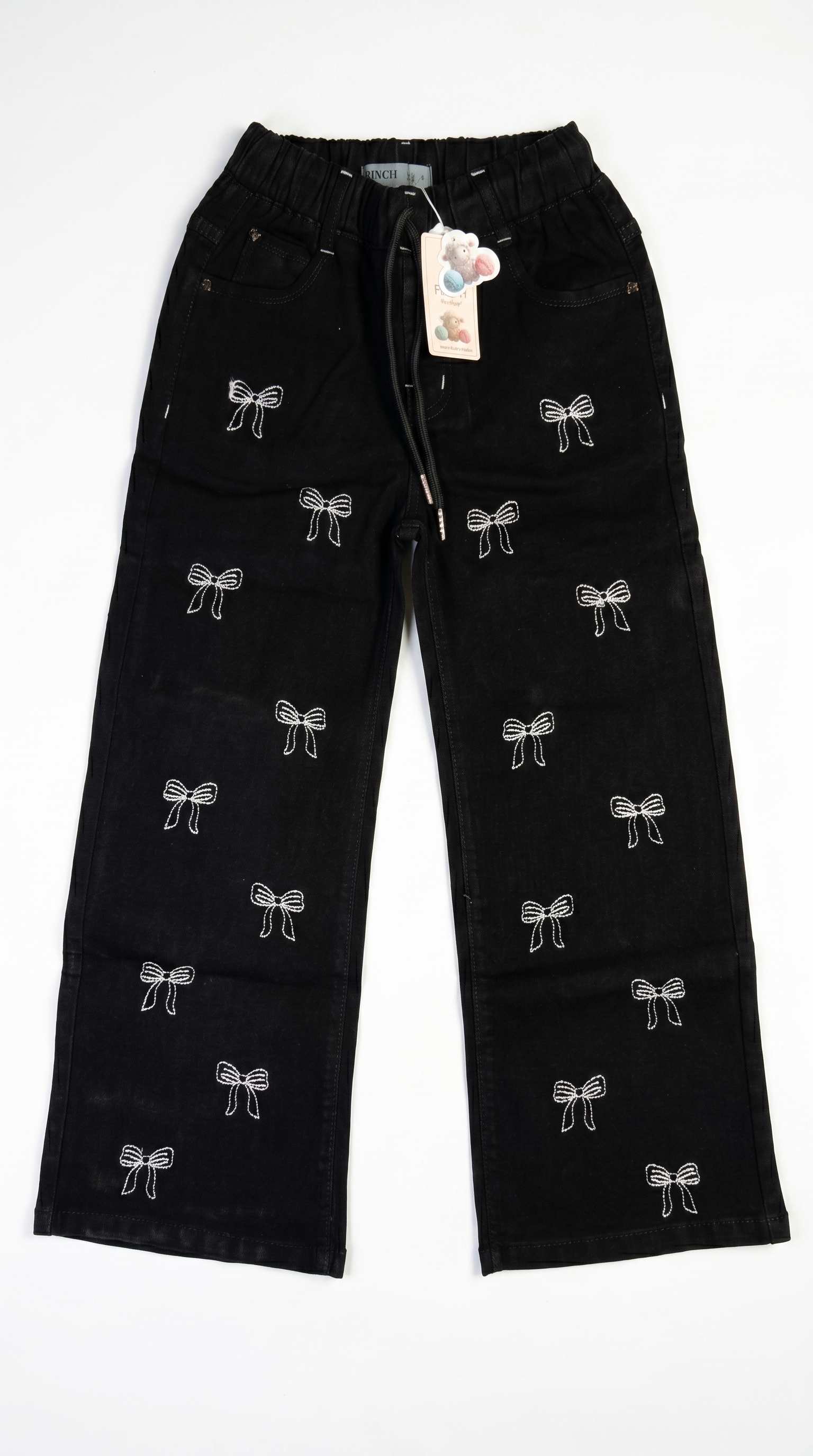 Artisan Butterfly Embroidered Denim Pants (Black)