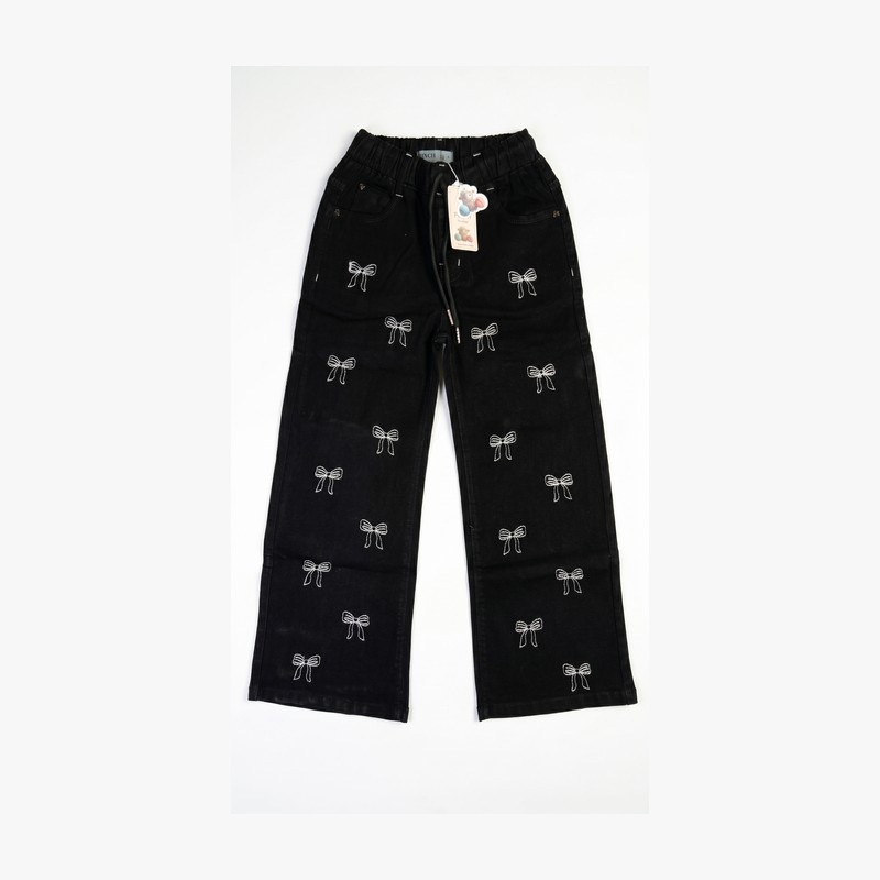 Artisan Butterfly Embroidered Denim Pants (Black)