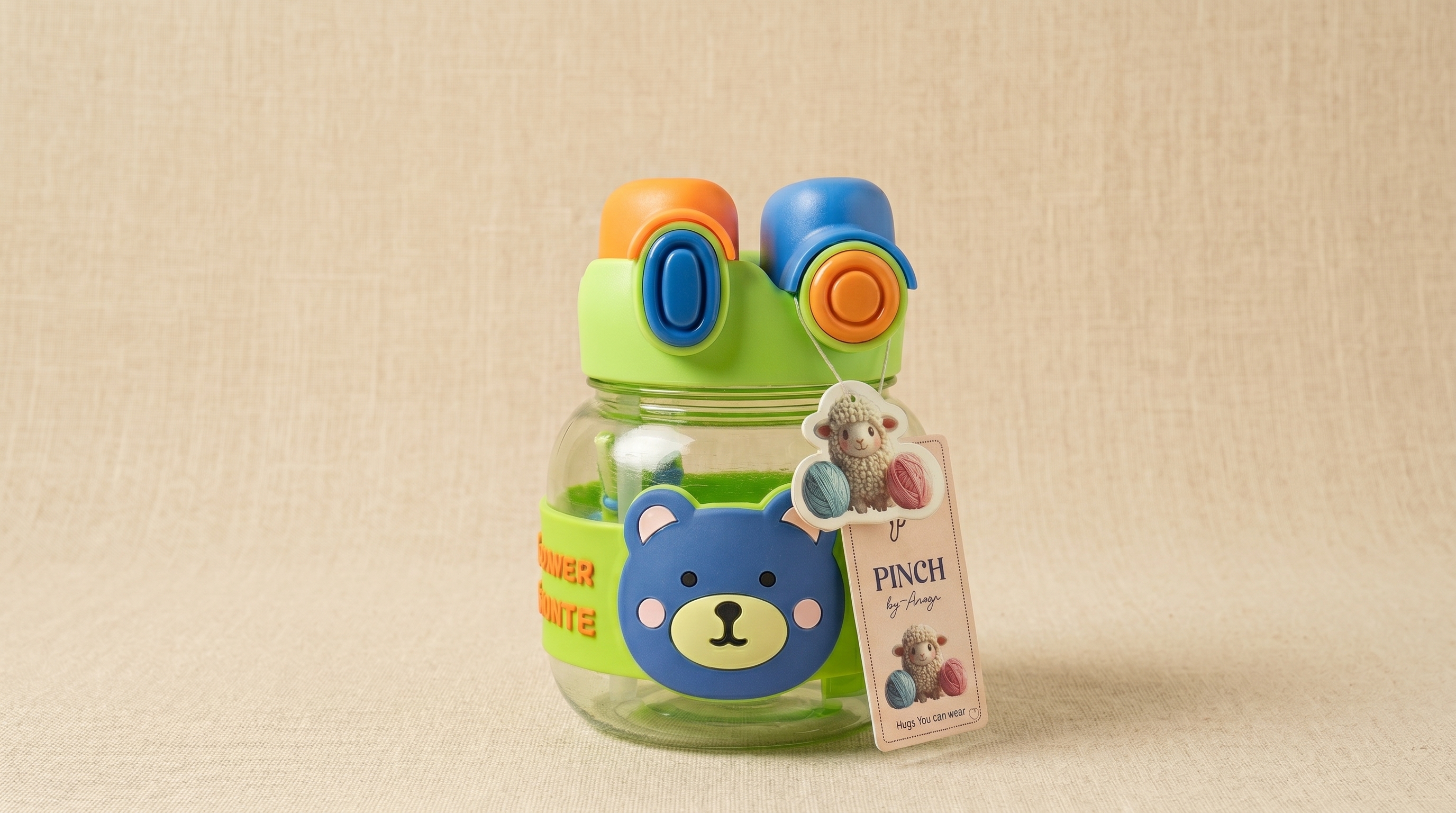 Playful Bear Water Bottle (nature Green)